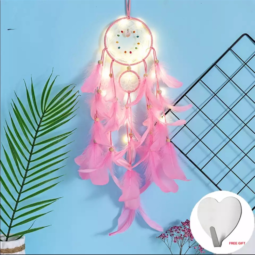 NEw Wall Dreamcatcher Led Handmade Feather Dream - Picture 1 of 1